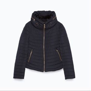 Zara Faux Fur Collar Quilted Jacket